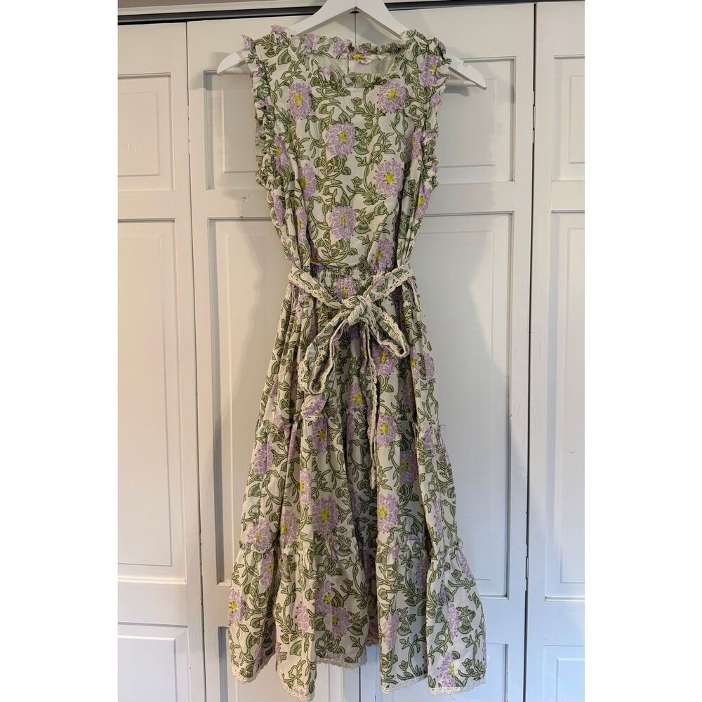 Roller Rabbit Daphne green and purple Floral midi dress size M - Picture 3 of 10